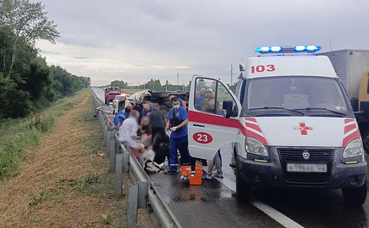 Обновлено: Двое детей и трое взрослых пострадали в ДТП с микроавтобусом под Бийском в Алтайском крае